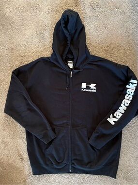 Kawasaki Black Full-Zip Hoodie Men’s Size XL